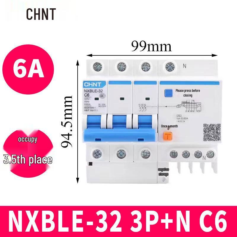 Chint Leakage Protector Circuit Breaker: 2P, 1P3P+N, 4P with Leakage Protection (32A, 20A, 40A, 63A) Air Switch