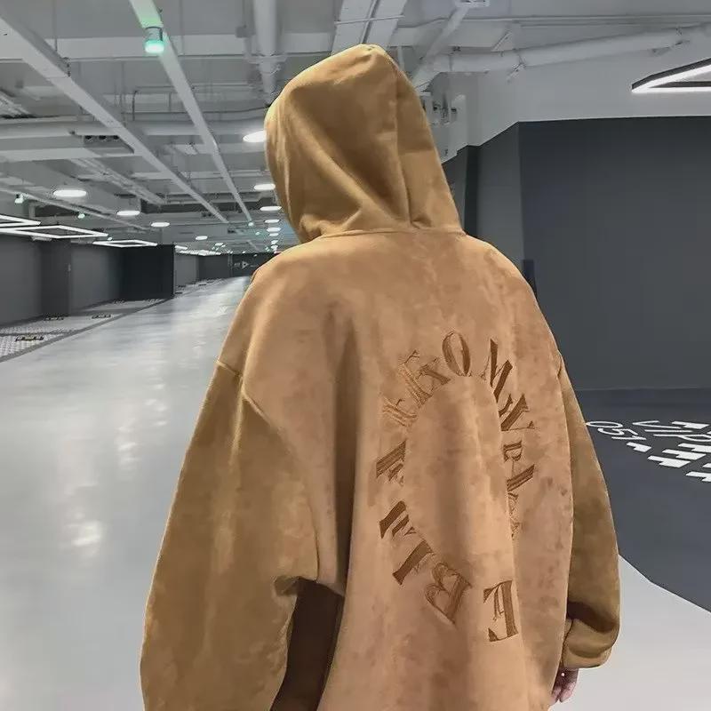 2023 Men's Trendy Letter Print Hooded Sweatshirt - Hong Kong Style, Loose Fit for Spring & Autumn