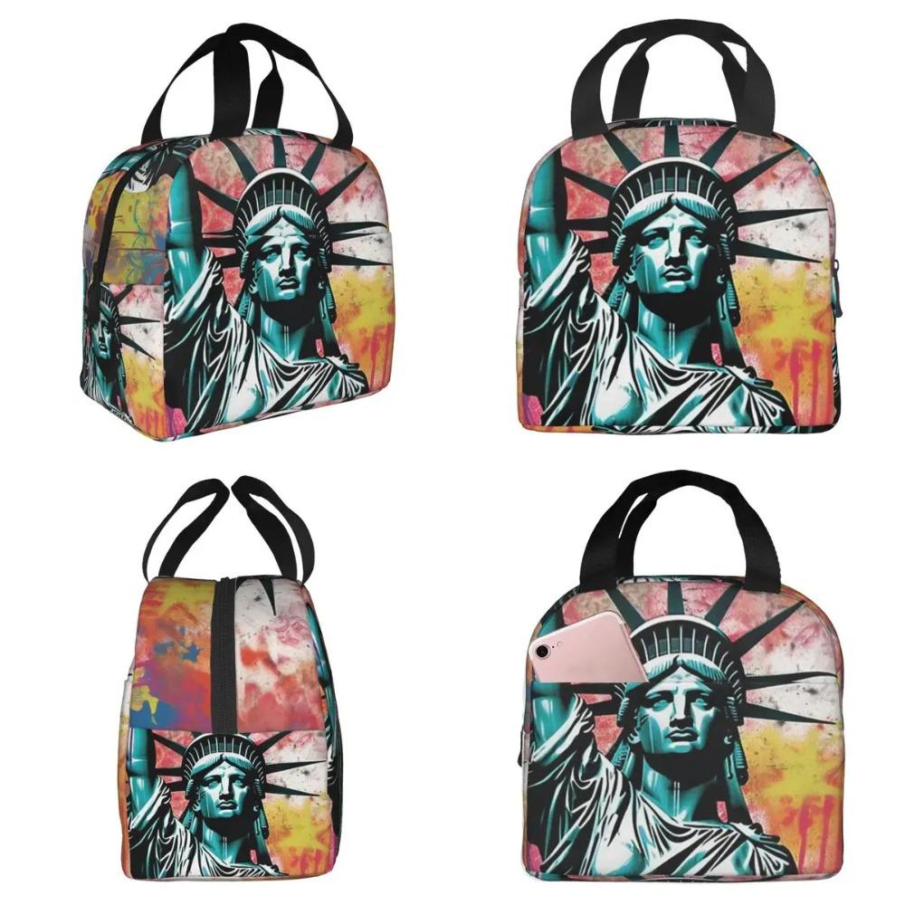 Statue Of Liberty Graffiti Insulated Lunch Bag for Women Office Cooler Thermal Food Box Tote Portable Lunch Boxes Container