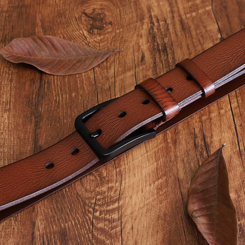 Men's Alloy Needle Buckle Head Layer Cowhide Belt, New Casual and Fashionable Versatile Leather Belt