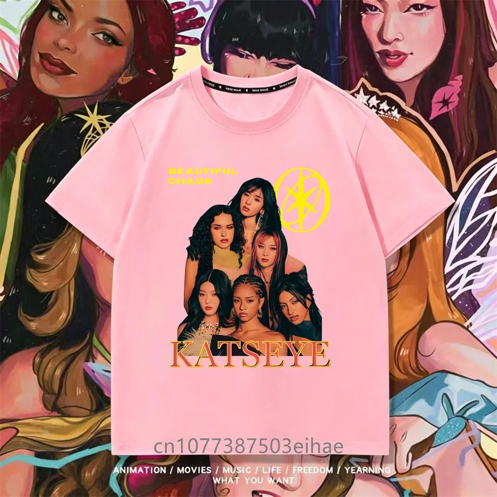Katseye Kpop T Shirt Unisex Short Sleeve Top Boys Girls Megan Daniella Manon Lara Sofia Yunchae Idol Fan Collect Daily Clothes
