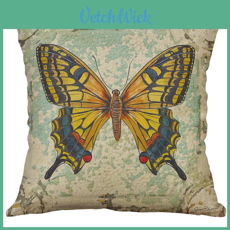 Versatile 18" Butterfly Bees Cotton Linen Pillow Cover For Every Home Setting