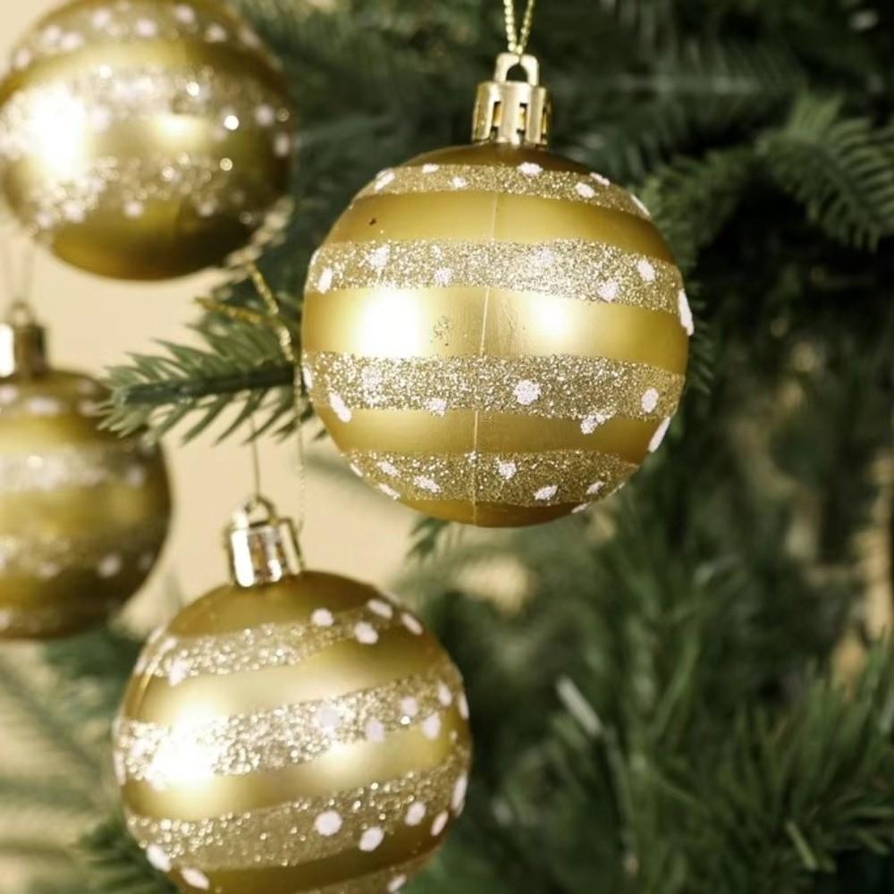 6Pcs/Set 6cm Glitter Christmas Ball Set Colorful Glitter Xmas Hanging Ball  Holiday Decor