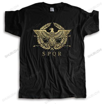 Retro Grunge Roma İmparatorluğu Amblemi Tshirt Erkekler Kısa Kollu Arması Gladyatör Emperyal Altın Kartal T-shirt Pamuk Tee Gömlek