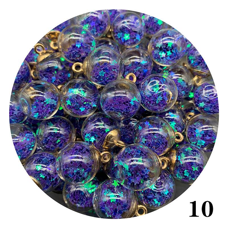 Star Sequin Glass Ball Pendant for Nail Art, Necklaces, Hair Accessories & Keychains