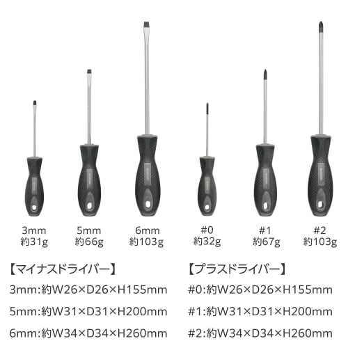 ELECOM TL-SDS6 Screwdriver Set, 6 Screws (3 Phillips and 3 Flathead), Magnetic Tips with Hanging Hole