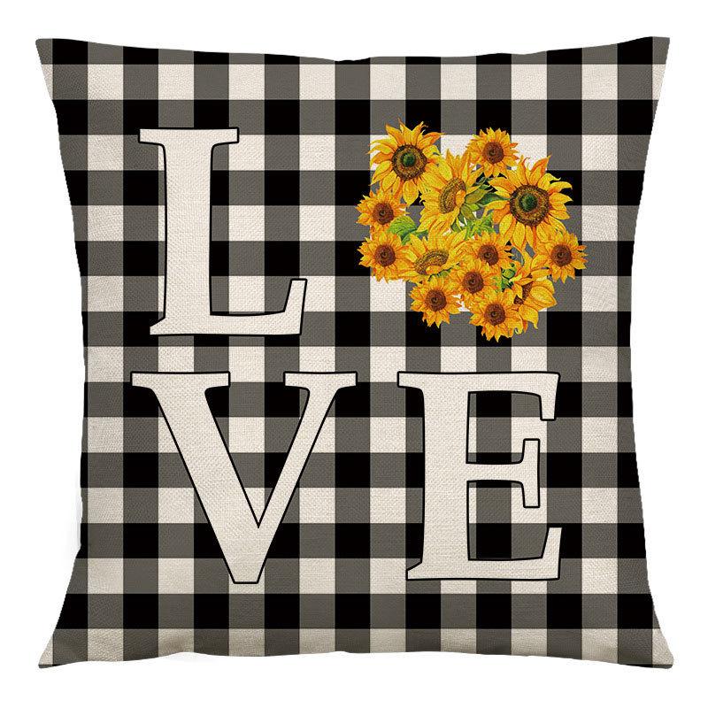 Pillow Farm Sunflower Pillow Cover Happy Summer Thanksgiving Car Waist Support Cushion Home Pillow Cover