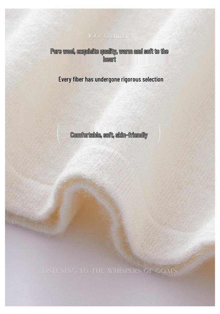 Autumn/Winter 100% Cashmere Versatile Clip-Edge Round Neck Sweater