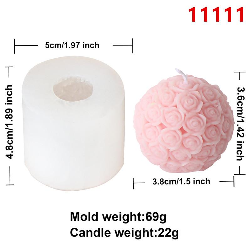 3D Rose Flower Ball Candle Silicone Mold DIY Gypsum Aromatherapy Resin Soap Mould Valentine's Rose Column Gift Home Decor