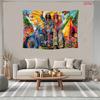 2D Flower Power Hippie Backdrop, 60s 70s Couple on Motorcycle Background for Themed Party