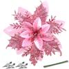 14CM Gold Glitter Christmas Flower Decoration Garland for Trees