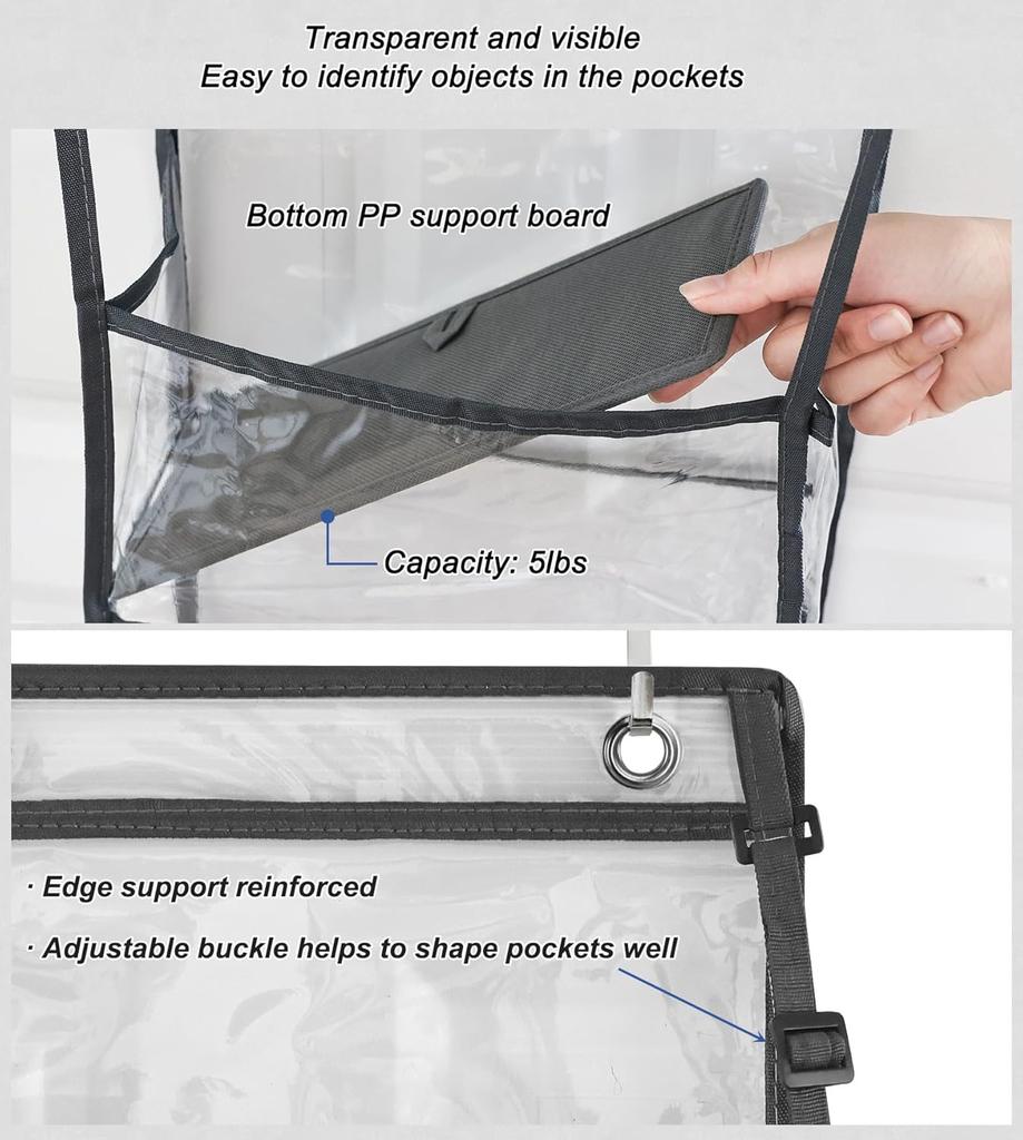 The Door Hanging Organizer - 5-Shelf Room Storage with Clear Plastic Pockets for Behind The Door - for Closet, Bedroom