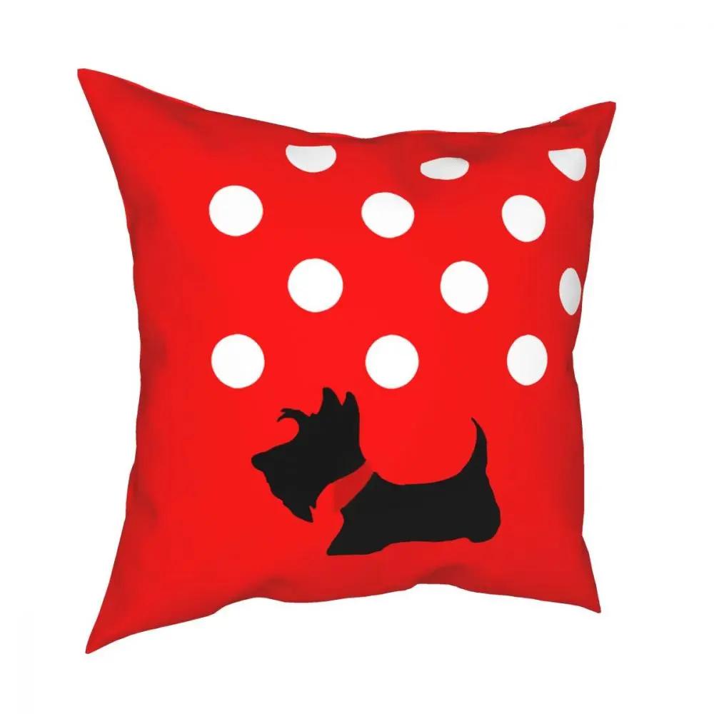 Scottie Dog Polka Throw Pillow Cover Decorative Pillow Scottish Terrier  Cushion Covers
