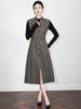 Nanyou High-Quality Women's Sleeveless Wool Twill French V-neck Dress for Autumn/Winter