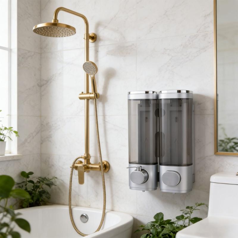 Pack Of 2 Wall Mounted Easy Arrange Soap Dispenser With 600ml Capacity For Shampoo And Cream In Bathroom