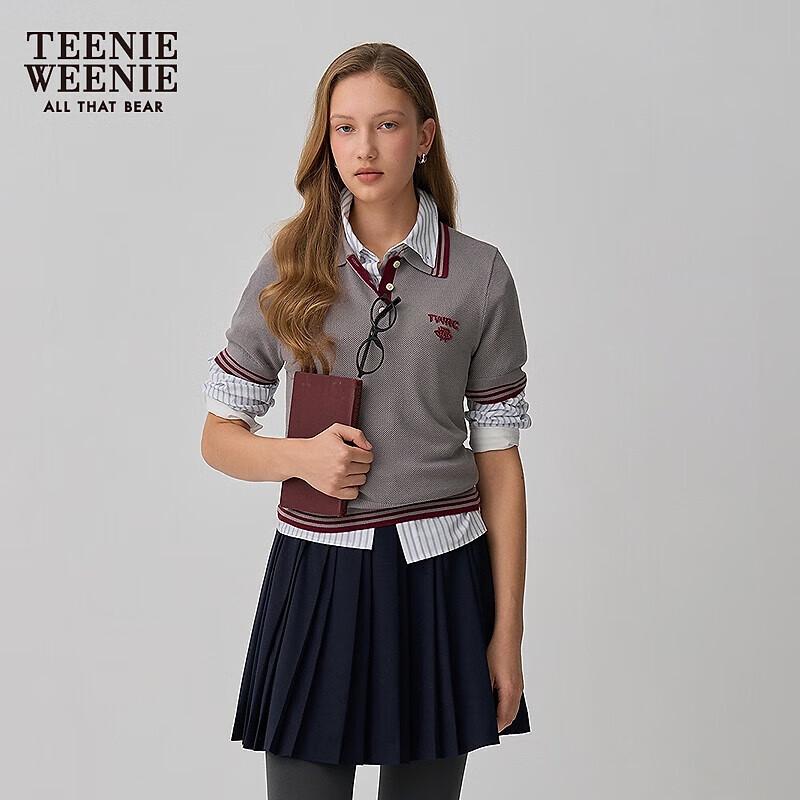 Teenie Weenie Women s College Letter Embroidery Polo Knit Top S