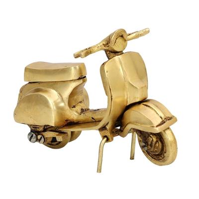 Brass Vintage Scooter Figurine Statue for Showpiece ( Golden) | Classic Antique Finish Vespa Scooter for Home Decor, for Office, Centre Table