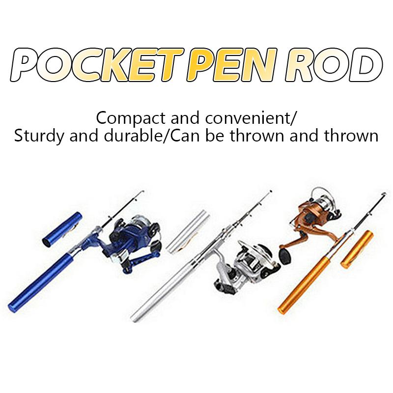 1M Pen Rod Set Mini Spinning Reel Fishing Rod Telescopic Pocket Fishing Rods Fishing Rod Set blu