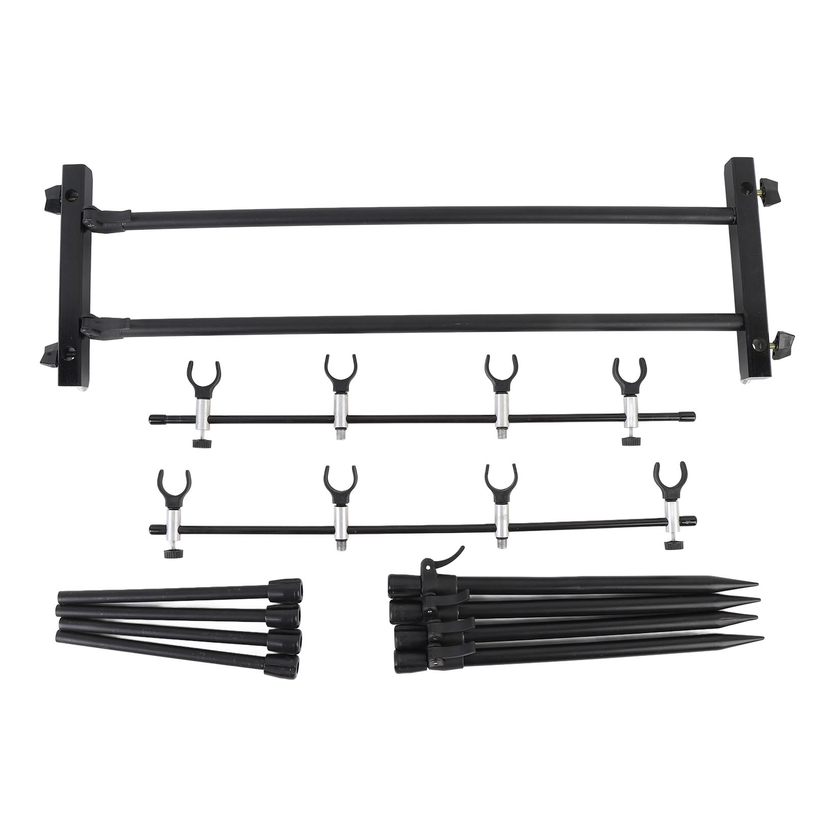 

Fishing Rod Holder Black Metal Adjustable Retractable Legs Quick Disassembly Fishing Rod Stand for Fishing Accessory