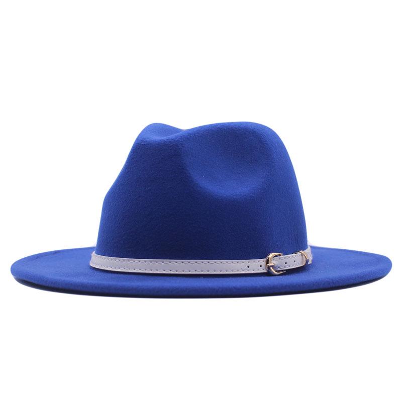 Women's Wool Fedora Hat with Flat Brim - Autumn/Winter Accessory in Solid Black Jazz Style