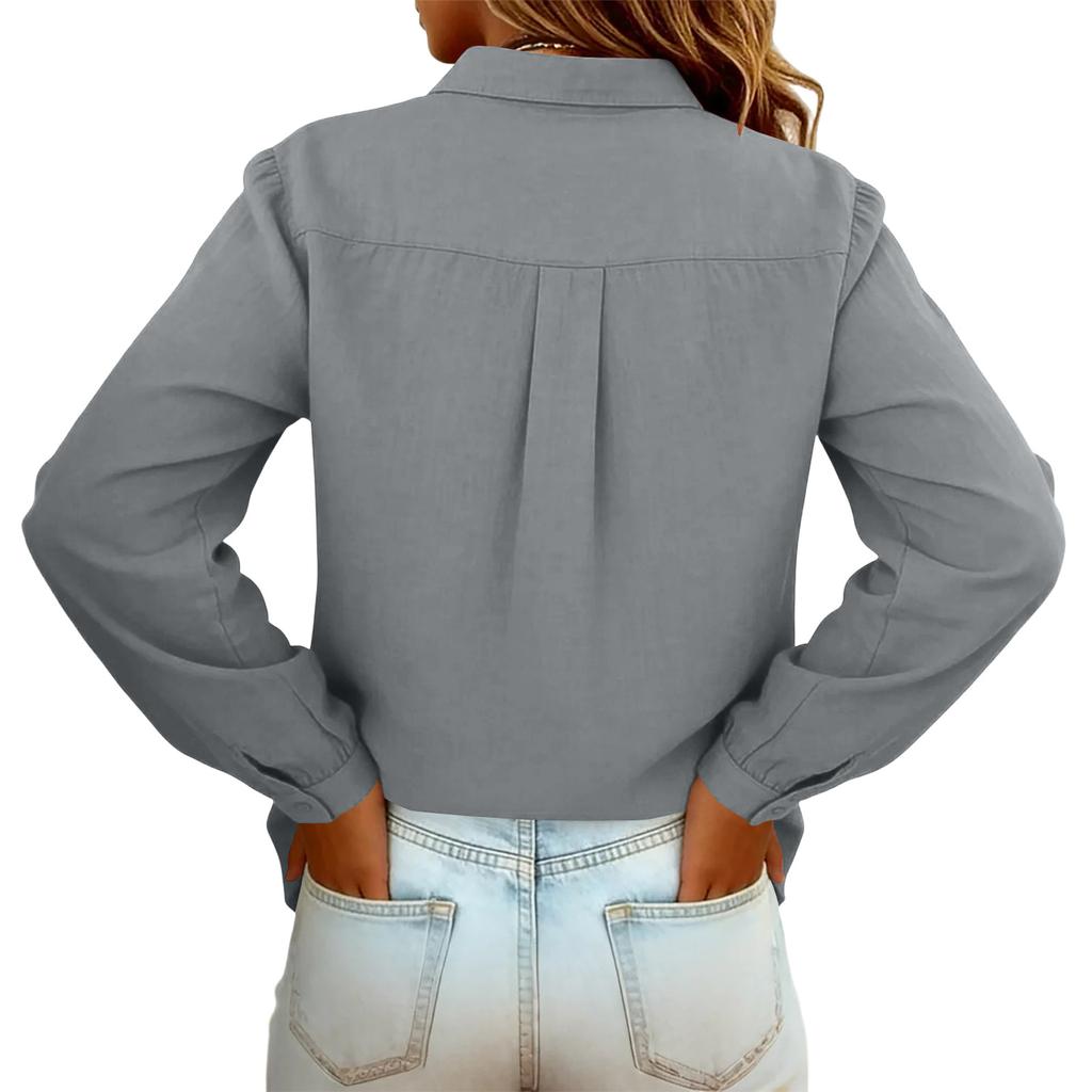 Women's Embroidery Floral Shirts Fashion Button Down Lapel Long Sleeves Casual Comfy Shirt Blouse Tops