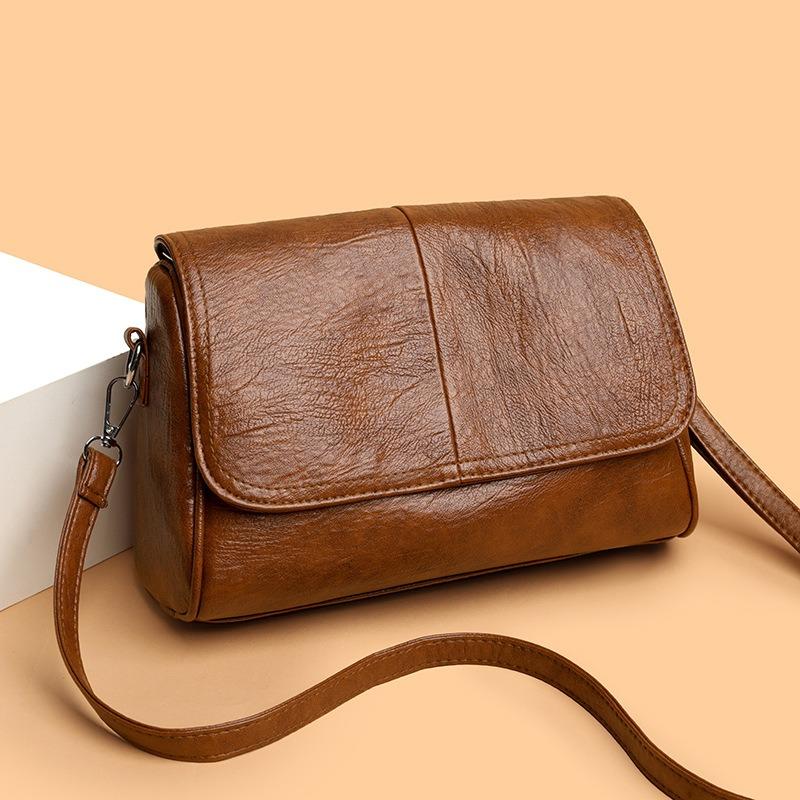 Popular soft leather large-capacity fashion wide messenger bag bag women's fashion pillow bag single shoulder handbag women's bag