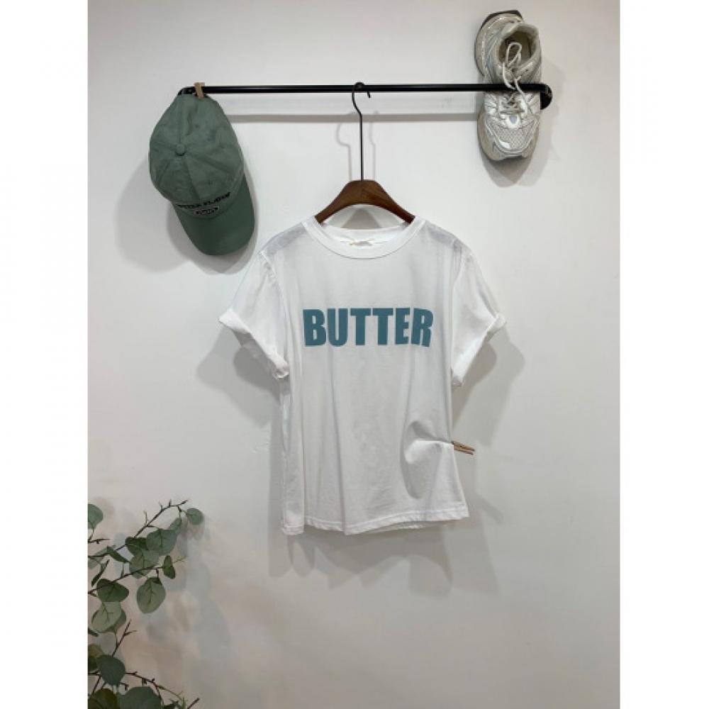 C S In The Room BuTTer leTTerIng Round neCk ShorT Sleeve T ShirT 4Color