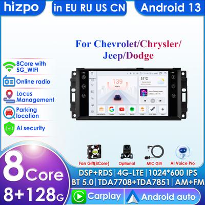 7palcové 2DIN Android 13 autorádio Multimediální přehrávač videa pro Jeep Grand Cherokee Dodge Chrysler Wrangler Navigace GPS Inteligentní RDS Carplay