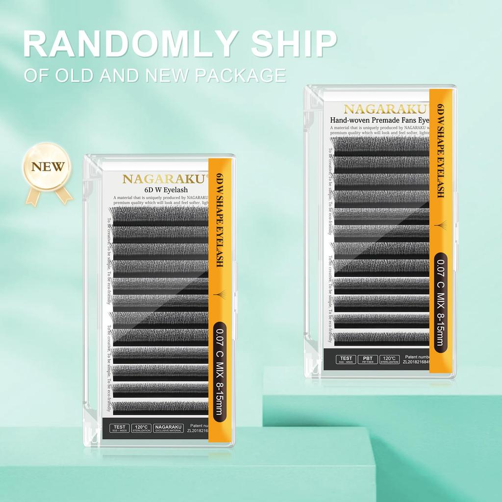 NAGARAKU Eyelash Extensions 6D Volume Light and Natural Soft 6 Bundles 12 Rows Large Capacity Curl C Length W Eyelash Extension Ultra-thin, (Thickness