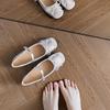 Silver High-end Ballet Shoes Spring and Summer New Mary Jane Shoes Flat-bottomed Round Head Bow Word with Light Mouth Single Shoes