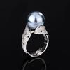 Jewelry Copper Platinum Plated Pearl Temperament Niche Design Ring 14Mm