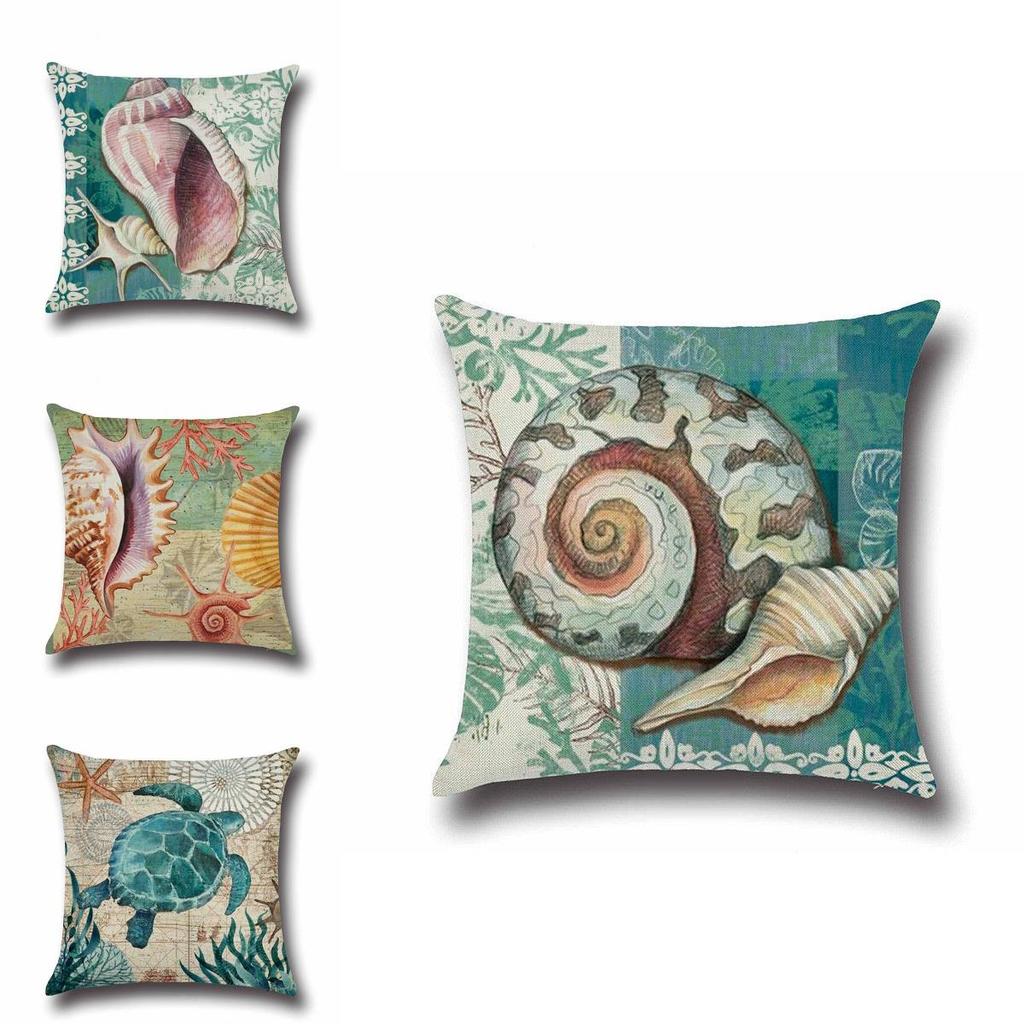 High-quality Linen Marine Animal Pillow Cushion Cover With Timeless Sea Creature Art