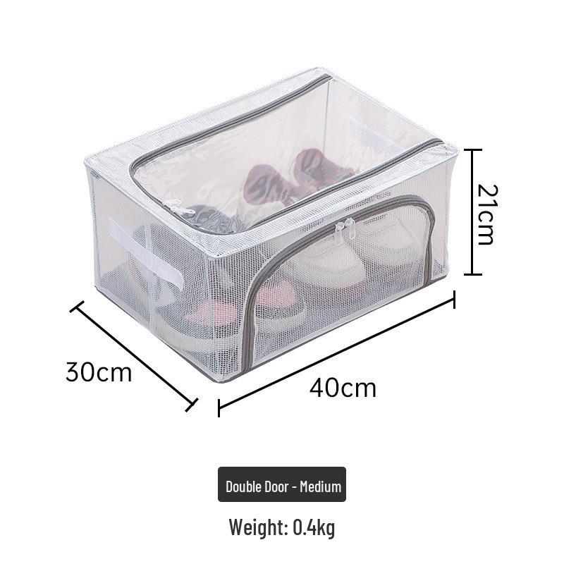Transparente Aufbewahrungsbox für Schuhe und Stiefel mit Stahlrahmen - Faltbar, Staubdicht, Unterbett-Organizer, Keine Installation erforderlich