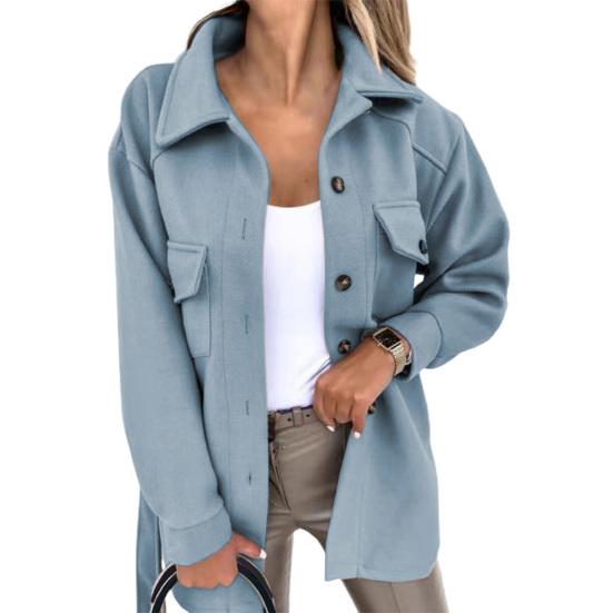 

Осенне-зимнее повседневное пальто с отложным воротником, классический кардиган средней длины с длинными рукавами S