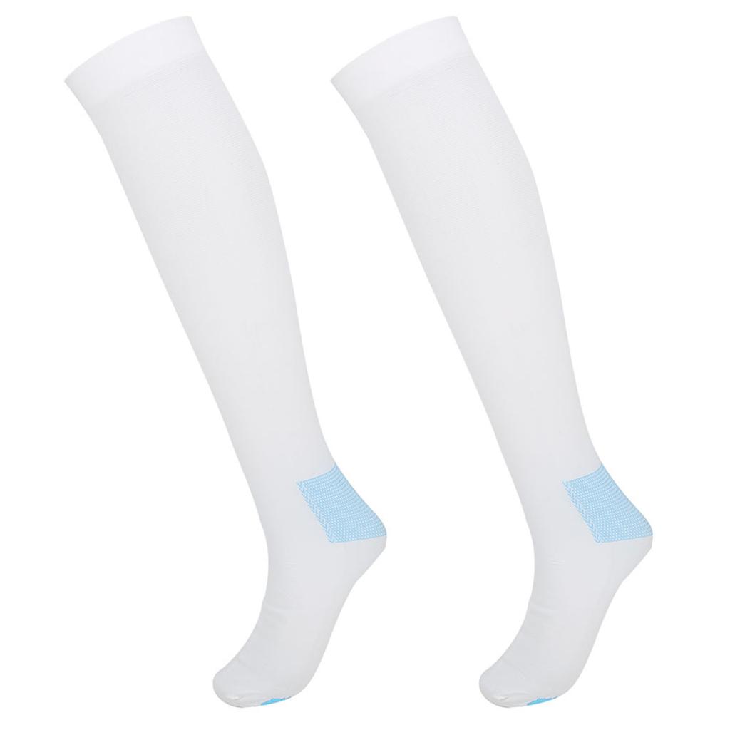 Compression Knee High Socks Varicose Veins Socks with Inspect Toe Hole(White M)
