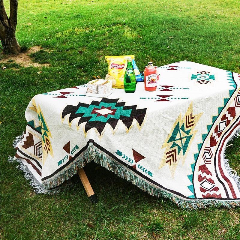 Beach Picnic Outdoor Camping Tassels Blanket Ethnic Bohemian Striped Plaid Blankets for Beds Sofa Mats Travel Rug Christmas