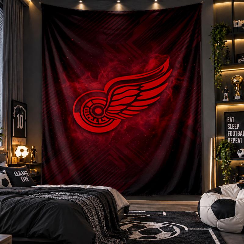 Wall Hanging Tapestry Detroit Red Wings Print Cloth for Living Room Bedroom Home Decor