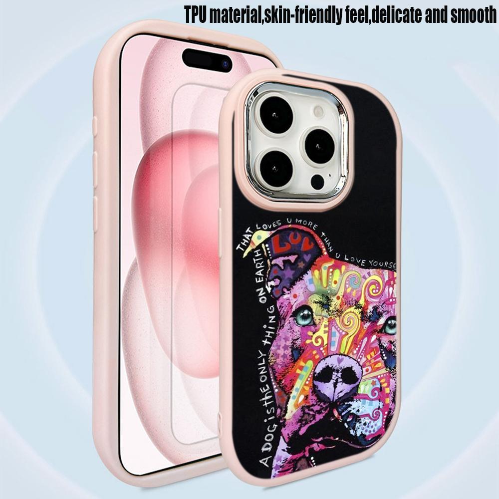 Ae76 Dog Color Doodle Design Art Phone Cases for Samsung A13 A32 A53 A04e A54 S23 S24 Ultra Infinix Hot 40i Huawei Metal Camera Protective Back Cover