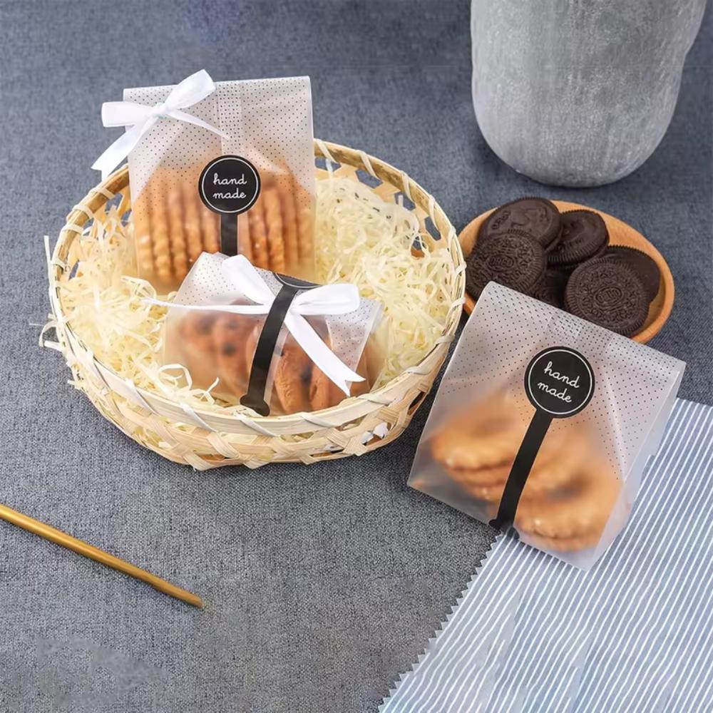 50pcs Transparent Black Dot Candy Bags Plastic Bread Wrapping Bags Cellophane Bags  Chocolate