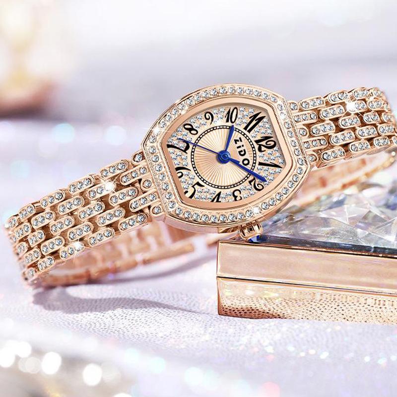 L95 Women's Watch Light luxury Retro Barrel Shaped Digital Diamond inlaid Waterproof Ladies Fashion Quartz Clock Watches