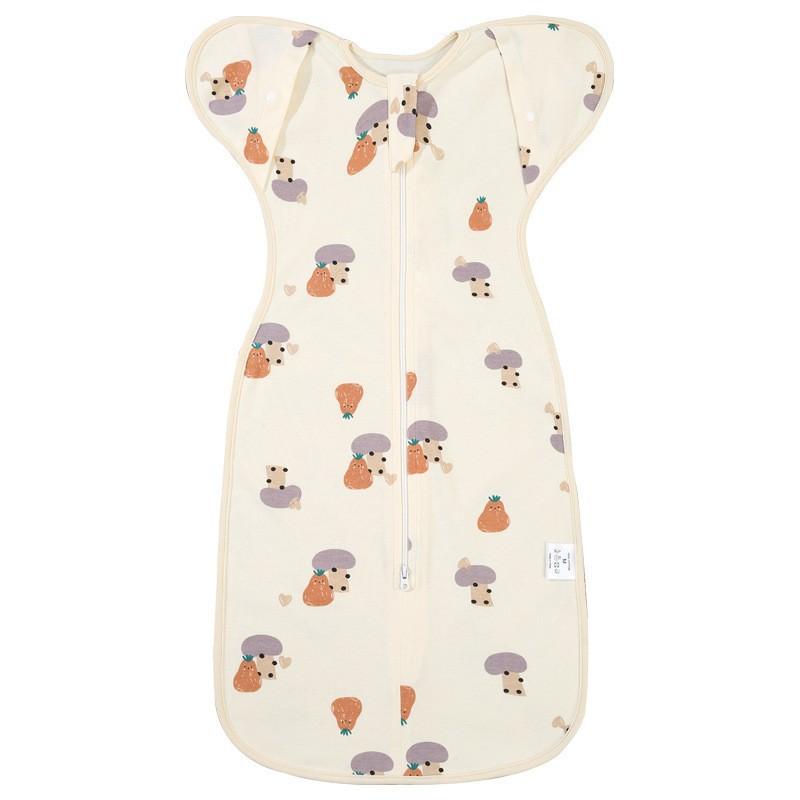 Baby Cotton Swaddle Blanket Newborn Sleep Sack Wrap Arms Up Design Stretchable Sleeves