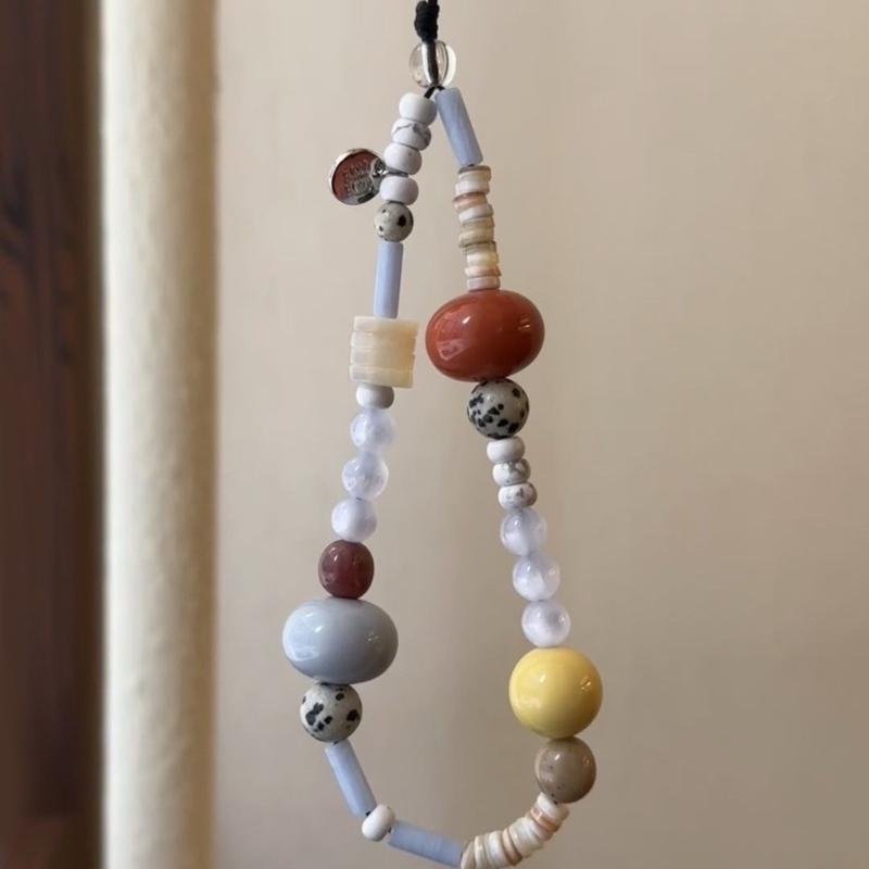 Women Girls Cellphone Pendant Mobilephone Hanging Cord Elegant Turquoise Beaded Telephone Strap Jewelry Fashion Accessory