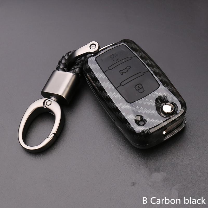 Carbon Fiber Car Key Case Bag Cover for Volkswagen VW Golf 7 MK7 Tiguan Touran 2017 for Skoda Octavia A7 RS for Seat Leon Ibiza
