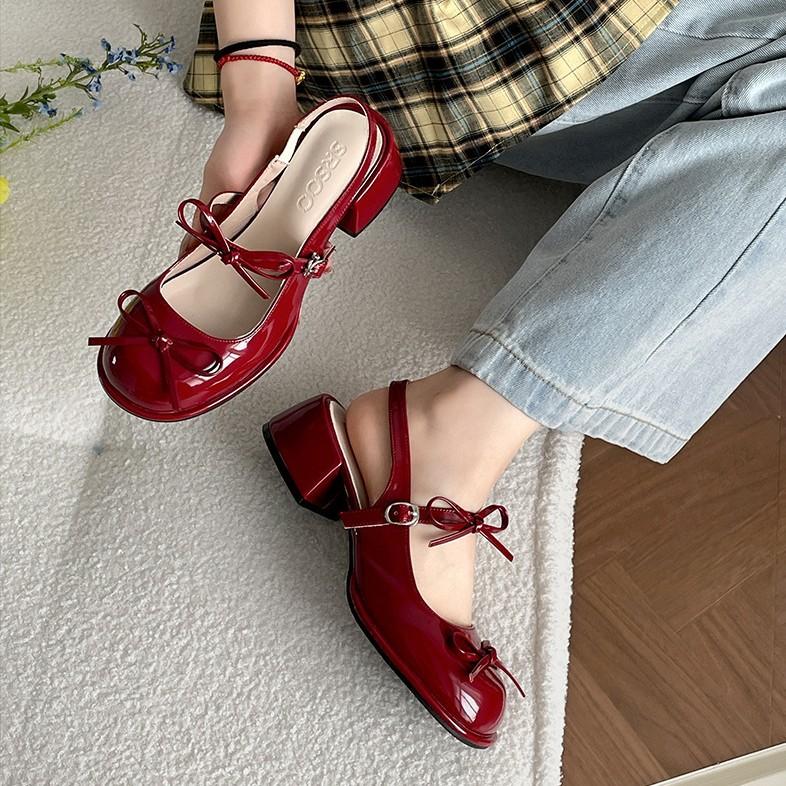 Silver French retro thick heel bag head sandals women's 2025 new summer wear with skirt Mary Jane single shoes