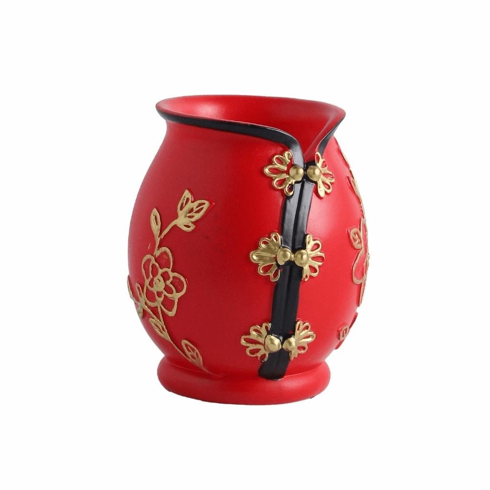 Chinese Style Cheongsam Shape Pen Holder Vinyl Succulent Planter Makeup Brush Pot Desk