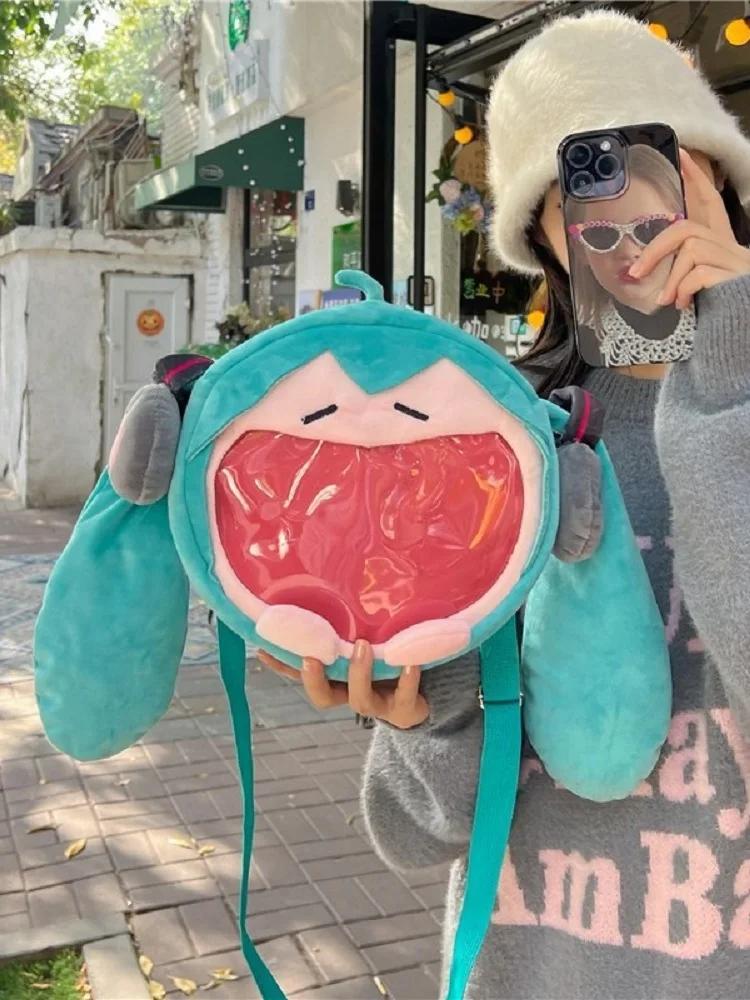 Hatsune Miku Shoulder Bag New Backpack Cute Anime Girl Plush Cartoon Kawaii Knapsack Student Bag Packet Gifts Toys