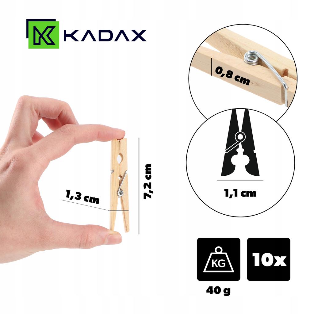 KADAX Klamerki Spinacze Na Pranie 10szt Drewniane Klipsy