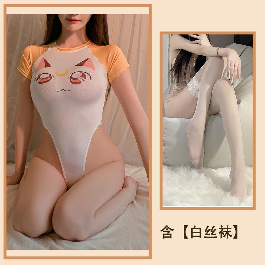 Sex Lingerie Sexy Open Gear Free Onesie Cos Animation Wildcat Cartoon Two-dimensional Female