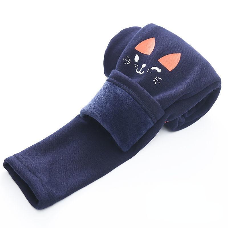 

Узкие брюки с рисунком для девочек, осенние и зимние утепленные толстые и тонкие бархатные теплые детские брюки, эластичные брюки для верхней одежды 140 темно-синий