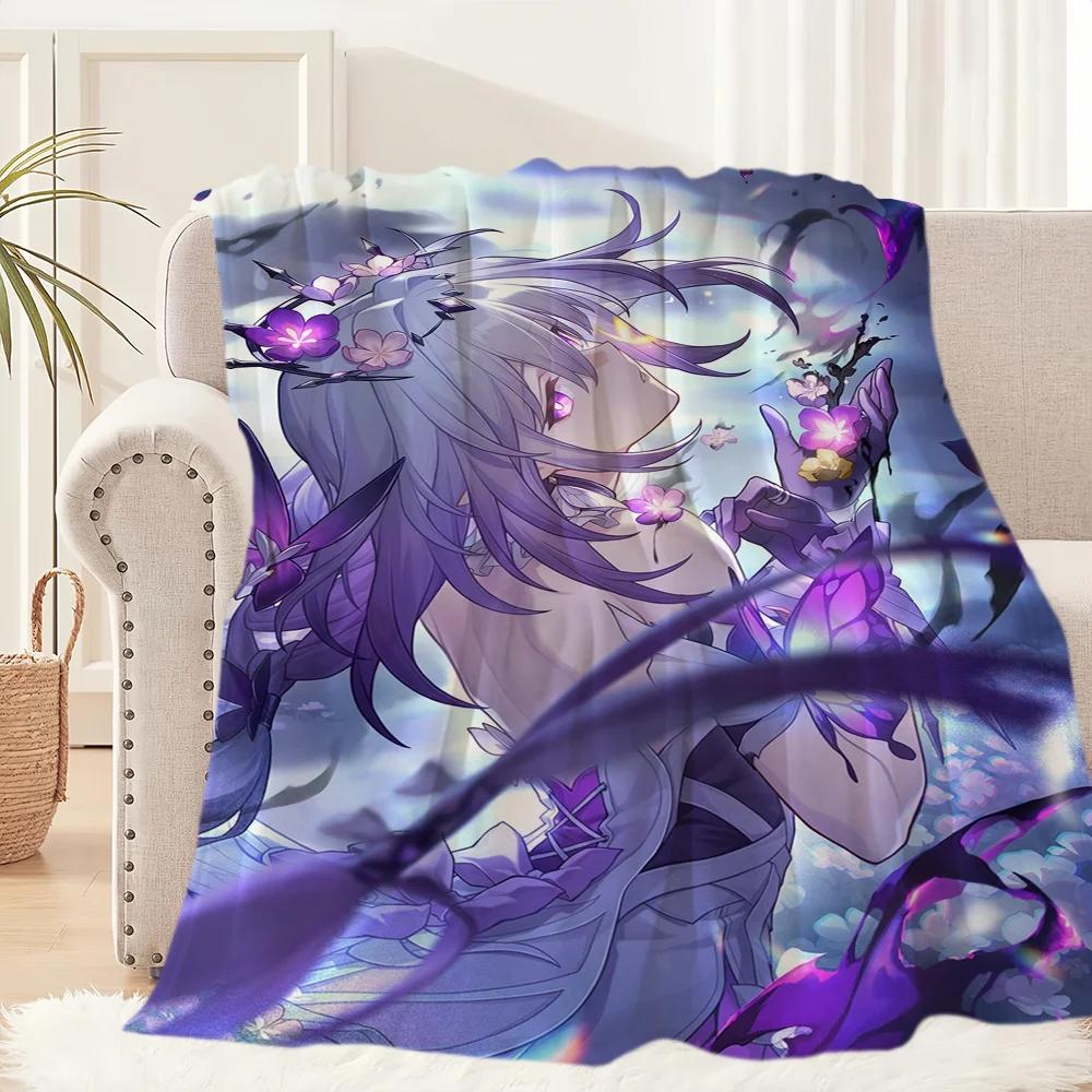 Castorice Honkai Star Rail Flannel Throw Blanket for Couch Travel Hiking Picnic Bed Perfect Birthday Gift